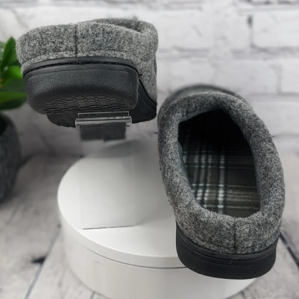 NEW Slippers gray faux wool, memory foam, washable, indoor outdoor, house shoes - Picture 3 of 9